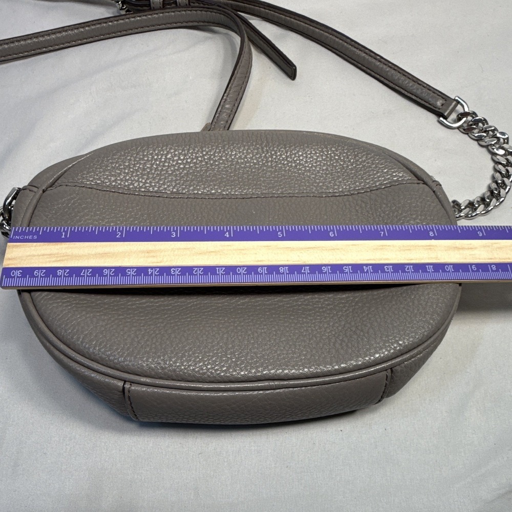 Michael Kors Small Gray Pebbled Oval Crossbody Bag Chain Tassel Zip - Picture 10 of 11